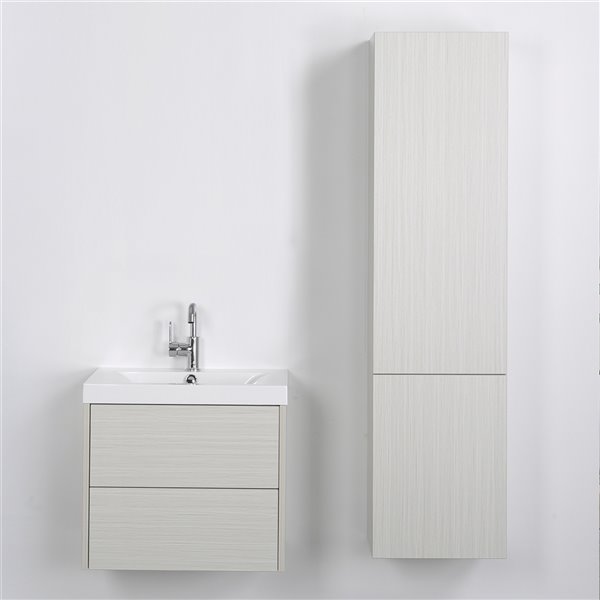 Streamline 24 In Ash Grey Single Sink Floating Bathroom Vanity With Glossy White Top And Side Cabinet Included Rona Streamline 24 In Ash Grey Single Sink, Bathroom Side Cabinet
