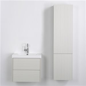 Meuble-lavabo mural simple gris cendré par Streamline de 24 po avec comptoir blanc lustré et lingerie