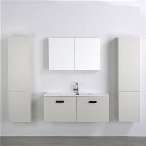 Meuble-lavabo mural simple gris cendré par Streamline de 48 po avec comptoir blanc, 1 miroir et 2 lingeries