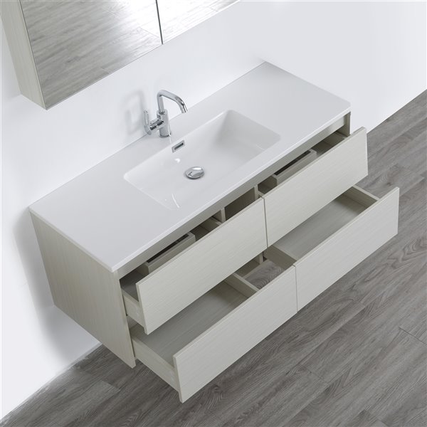 Streamline 48-in Ash Grey Single Sink Floating Bathroom Vanity with ...