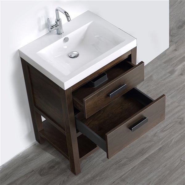 Streamline 24-in Brown Single Sink Freestanding Bathroom Vanity with ...