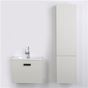 Streamline 24-in Ash Grey Single Sink Floating 1-Drawer Bathroom Vanity with Glossy White Top and 1 Side Cabinet