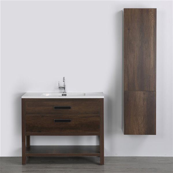 Streamline 40 In Brown Single Sink Bathroom Vanity With Glossy White   330788087 MainImage 001 L 