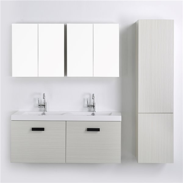 Streamline 48 In Ash Grey Single Sink, Bathroom Side Cabinet