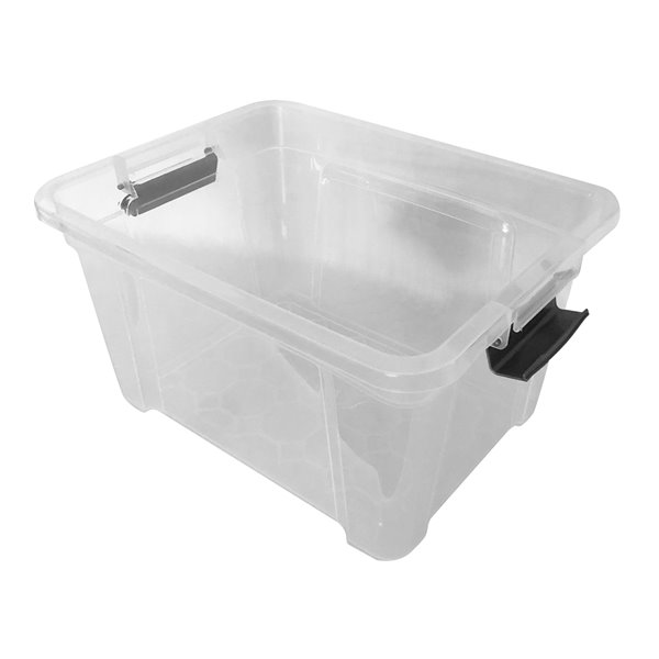 Modern Homes MH 0.4-Gal. Small Storage Box in Clear with Gray