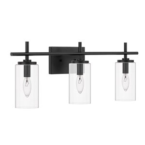 Worldwide Lighting Raleigh 3-Light Black Modern/Contemporary Vanity Light