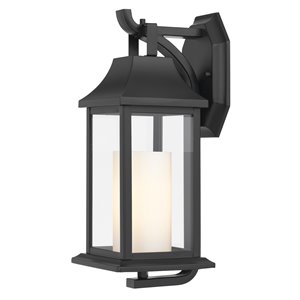 Worldwide Lighting Boston 15.63-in H Black Hardwired Medium Base (E-26) Outdoor Wall Light