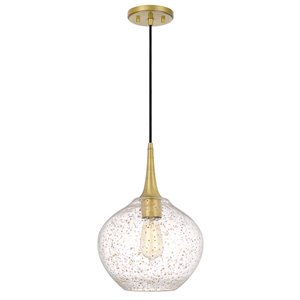 Worldwide Lighting Hive Vintage Brass Modern/Contemporary Seeded Glass Oval Incandescent Medium Pendant Light