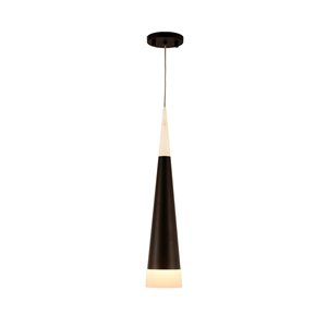 Worldwide Lighting Pinnacle Matte Black Modern/Contemporary Frosted Glass Cone Integrated LED Mini Pendant Light