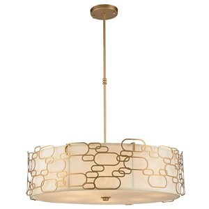 Worldwide Lighting Montauk Modern/Contemporary Drum Incandescent Large Matte Gold Pendant Light