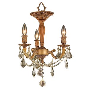 Worldwide Lighting Windsor Gold Traditional Candelabra Base (E-12) Semi-Flush Mount Light