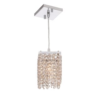 Worldwide Lighting Prism Polished Chrome Modern/Contemporary Square Incandescent Mini Pendant Light