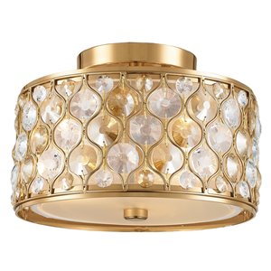 Worldwide Lighting Paris 12-in Contemporary/Modern Incandescent Matte Gold Flush Mount Light