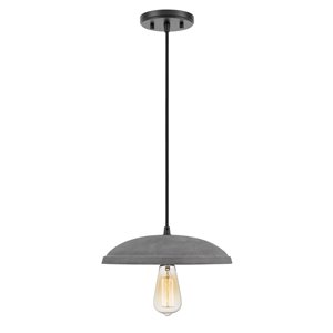 Worldwide Lighting Remington Modern/Contemporary Dome Black and Concrete Grey Shade Incandescent Mini Pendant Light