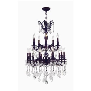 Worldwide Lighting Versailles Collection 15-Light Dark Bronze Traditional Crystal Chandelier