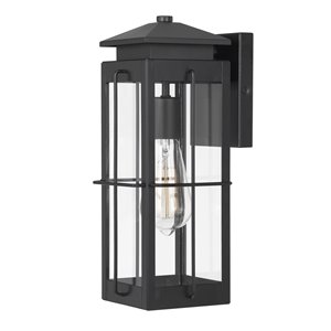 Worldwide Lighting Saybrook 12.63-in H Black Hardwired Medium Base (E-26) Outdoor Wall Light