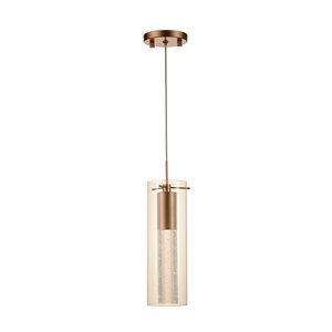 Worldwide Lighting Sprite Matte Gold Modern/Contemporary Clear Glass Cylinder Integrated LED Mini Pendant Light
