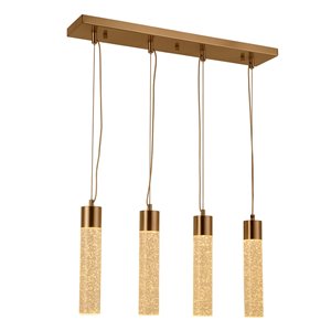 Worldwide Lighting Sprite Modern/Contemporary Matte Gold and Clear Glass Linear Integrated LED Large Pendant Light