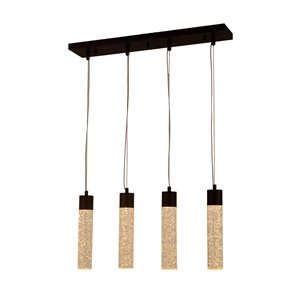 Worldwide Lighting Sprite Graphite Black Modern/Contemporary Clear Glass Linear Integrated LED Large Pendant Light