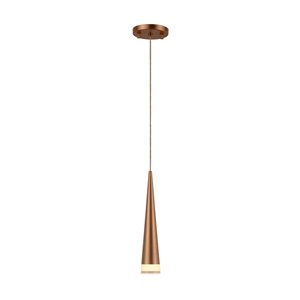 Worldwide Lighting Pinnacle Modern/Contemporary Frosted Glass Cone Integrated LED Matte Gold Mini Pendant Light