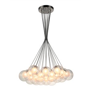 Worldwide Lighting Moulin Matte Nickel Modern/Contemporary Frosted Glass Globe Halogen Large Pendant Light
