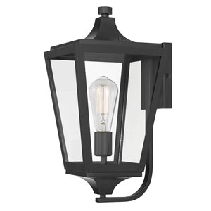 Worldwide Lighting Drayton 16.5-in H Black Hardwired Medium Base (E-26) Outdoor Wall Light
