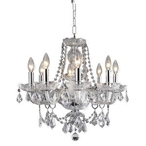 Worldwide Lighting Provence Collection Transitional 8-Light Crystal Chandelier Polished Chrome