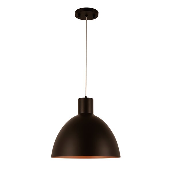 Worldwide Lighting Bowery Matte Black Industrial Dome Integrated Led Um Pendant Light W33822mb12 Rona - Dome Pendant Light Black