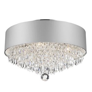 Worldwide Lighting Gatsby 16-in Polished Chrome Contemporary/Modern Incandescent Flush Mount Light