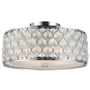 Worldwide Lighting Paris 16-in Polished Chrome Contemporary/Modern Incandescent Flush Mount Light