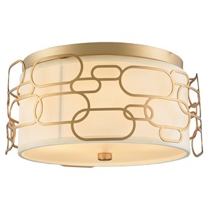 Worldwide Lighting Montauk 16-in Matte Gold Modern/Contemporary Incandescent Flush Mount Light