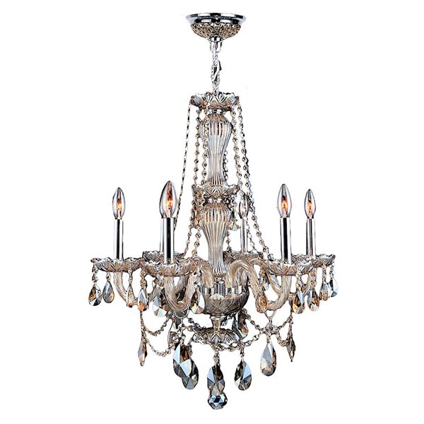 Worldwide Lighting Provence Collection, Light Crystal Polished Chrome Chandelier