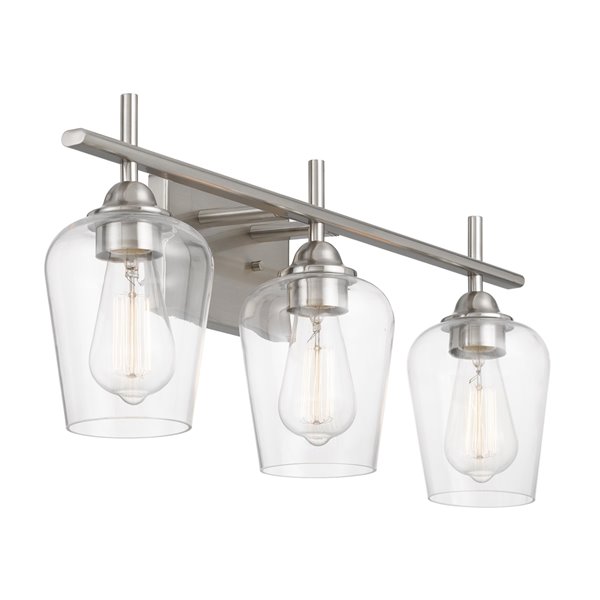 Worldwide Lighting Bacchus 3-Light Nickel Modern/Contemporary Vanity Light