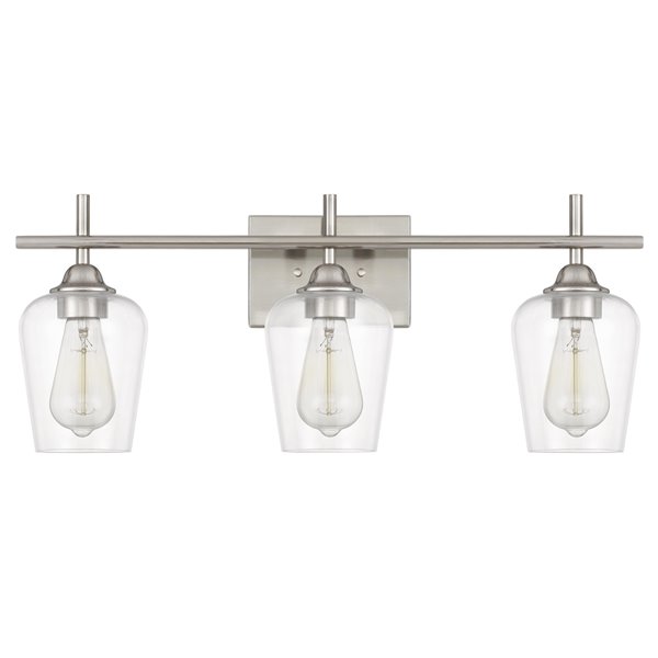 Worldwide Lighting Bacchus 3-Light Nickel Modern/Contemporary Vanity Light