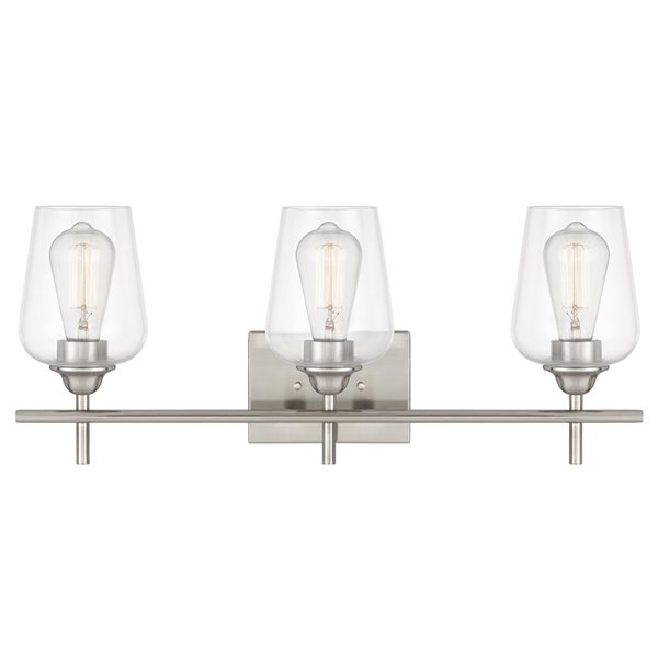 Worldwide Lighting Bacchus 3-Light Nickel Modern/Contemporary Vanity Light
