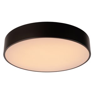 Worldwide Lighting Aperture 24-in Matte Black Modern/Contemporary Led Flush Mount Light