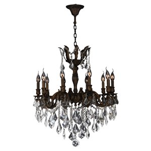 Worldwide Lighting Versailles Collection 10-Light Traditional Crystal Dark Bronze Chandelier