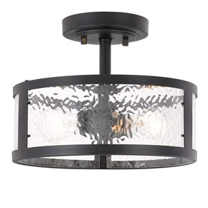 Worldwide Lighting Savannah 11.8-in Black Contemporary/Modern Medium Base (E-26) Semi-Flush Mount Light