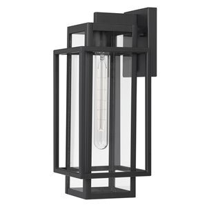 Worldwide Lighting Tahoma 15-in H Black Hardwired Medium Base (E-26) Outdoor Wall Light