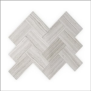 Échantillon de tuile murale autocollante chevron Sesame 3x Faster en pierres naturelles grises 4 po de Speed Tiles