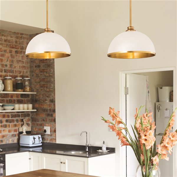 Z-Lite Landry Pendant Light - White/Oil Rubbed Brass