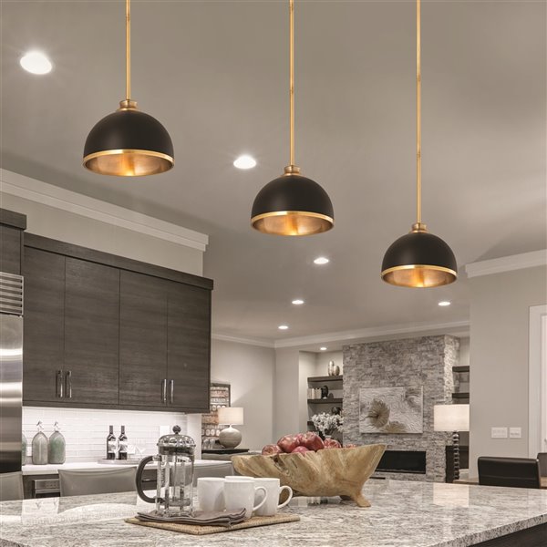 Z-Lite Domed Landry Pendant Light - Black/Oil Rubbed Brass
