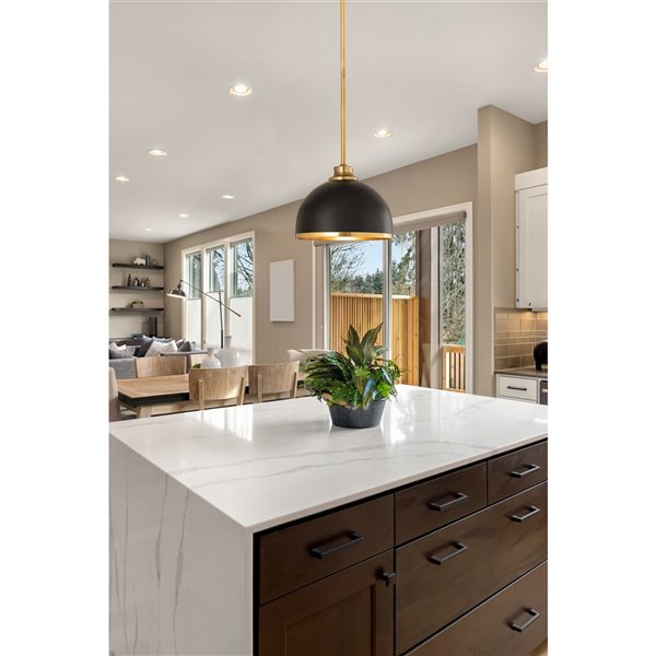 Z-Lite Domed Landry Pendant Light - Black/Oil Rubbed Brass