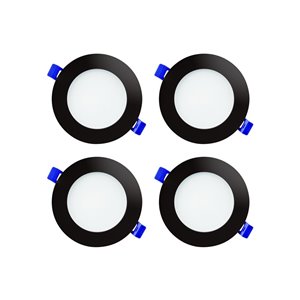 Luminaire encastré DEL à intensité variable Ason Decor, 10 W, 4 po, noir, ensemble de 4