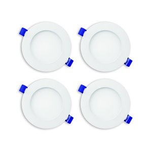 Luminaire encastré DEL à intensité variable Ason Decor, 10 W, 4 po, blanc, ensemble de 4