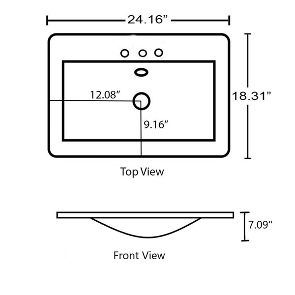 American Imaginations 24.16-in White Fire Clay Single Sink Bathroom Vanity Top with Oil Rubbed Bronze Hardware