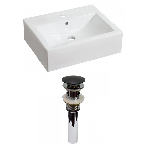 American Imaginations White Ceramic Vessel Rectangular Bathroom Sink ...