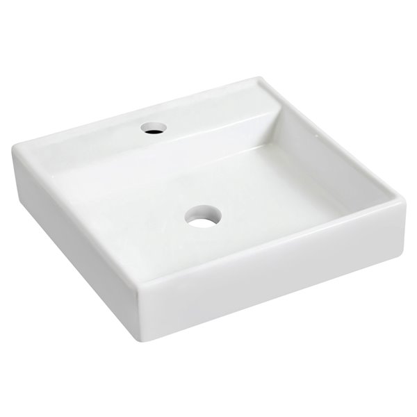 American Imaginations White Ceramic Wall-mount Square Bathroom Sink (17.5-in x 17.5-in) Chrome Faucet Included