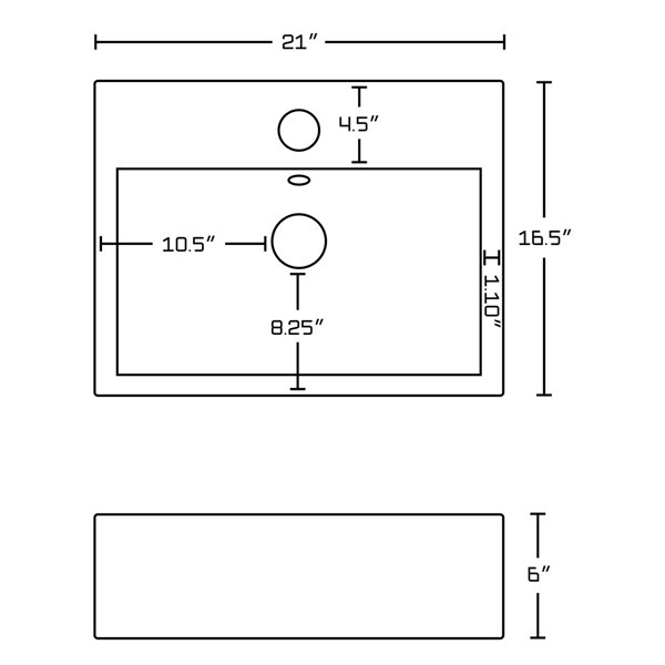 American Imaginations White Ceramic Vessel Rectangular Bathroom Sink (16.5-in x 21-in) - Bronze Faucet