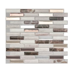 Smart Tiles Milenza Genoa 10.2-in x 9-in Grey 3D Peel and Stick Self-Adhesive Wall Tiles - 4-Pack